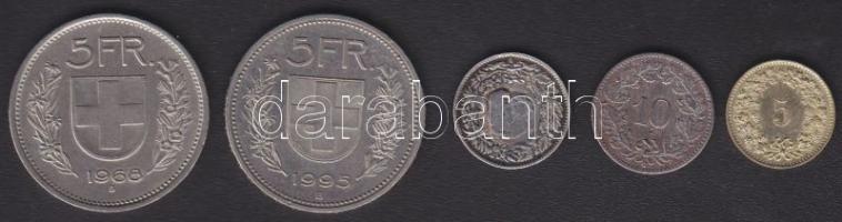 Svájc 1907-1981 5R, 10R, 1/2 Fr, 5Fr (2x) T:exPP,2,3