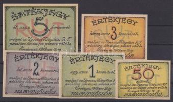 Nagyszőllős dátum nélkül "Ugocsai Világítási Rt." 50f, 1K, 2K, 3K, 5K T:I