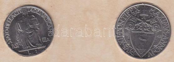 Vatikán 1942. 1L, 2l emlékpénz eredeti souvenir bélyeges tokban T:1