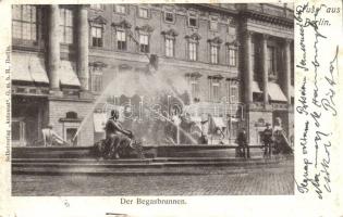 Berlin Begasbrunnen with Self Service Bar litho advertisement on backside
