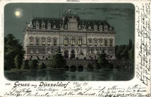1899 Düsseldorf Ständehaus at night litho (EK)