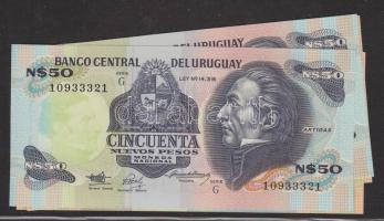 Uruguay 1989. 50P "G" (3x) + 100P "G" (3x) T:I