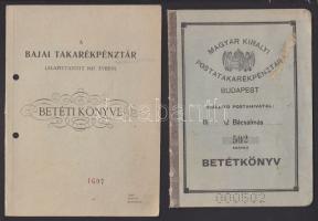 ~1940. Magyar Királyi Postatakarékpénztár Budapest (Bácsalmási kiállítás) + Bajai Takarékpénztár betétkönyvek T:II