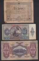 1848. "Kossuth bankó" 10Ft + 1930-1941. 100P, 20P T:III-,III