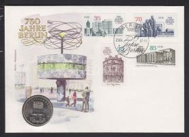 NSZK 1987. 5M "750 éves Berlin" érmés borítékon elsőnapi bélyegzős bélyeggel T:BU