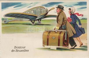 Brüssel Leporello mit Bahnhof Litho