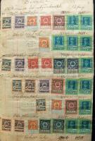 Pénztárkönyv az 1924-1926 közötti időszakra, benne több mint 3.400 forgalmi adó bélyeg, érdekes tétel