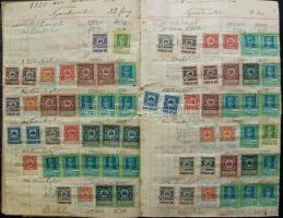 Pénztárkönyv az 1924-1926 közötti időszakra, benne több mint 3.400 forgalmi adó bélyeg, érdekes téte...