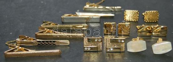 7 db nyakkendőtű + 5 pár mandzsetta gomb, mind aranyozott