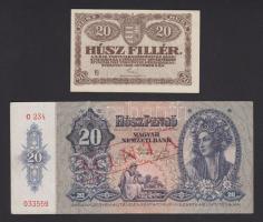 1920. 20f T:I felfelé csúszott nyomással + 1941. 20P hamis "minta" felülbélyegzéssel T:II