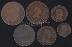 Ausztria/magyar verdejel 1807S 15Kr, 1807E 15Kr, 1812S 1/2Kr, 1812E 1Kr, 1812S 3Kr, 1800B 3Kr T:3,3-