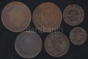 Ausztria/magyar verdejel 1807S 15Kr, 1807E 15Kr, 1812S 1/2Kr, 1812E 1Kr, 1812S 3Kr, 1800B 3Kr T:3,3-