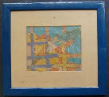 Varsányi Anna: Szentendrei motívumok, akril-selyem, keretben 30x27 cm