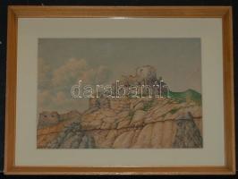 Vargha Tamás: Sirok, akvarell-papír, jelzett, keretben 43x32 cm