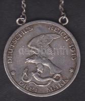 Német Államok / Poroszország 1913. 3M Ag medálnak alakítva, lánccal! T:3
