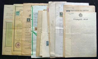 cca 1880-1960 kb 30 db magyar és külföldi okmánybélyeges irat / 30 documents with document stamps