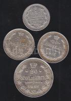 Cári Oroszország 1898. 5K Ag, 1914-15. 10K Ag (2x),1916. 20K Ag T:2,3