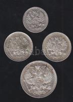 Cári Oroszország 1898. 5K Ag, 1914-15. 10K Ag (2x),1916. 20K Ag T:2,3