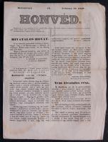 1849 a Honvéd c. kolozsvári lap február 27.-i száma a szabadságharc híreivel és Petőfi: Négy nap dörgött az ágyú c. versének első nyomtatott szövegével