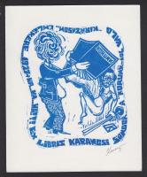 Karancsi Sándor (1932-2003): 6 db szignált ex libris, rézkarc, linómetszet-papír, mind jelzett