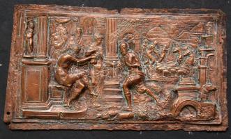 Ókori jelenetet ábrázoló rézlemez 15x9cm