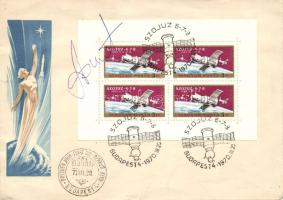 1970 Szojuz FDC az egyik szovjet űrhajós saját kezű aláírásával / with autograph signature of one of the Soviet astronauts