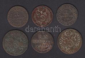 Ausztria 1812A 1Kr, 1812G 1Kr, 1816G 1Kr, 1800A 1Kr, 1800G 3Kr, 1800B 3Kr, T:2/3,3