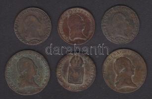 Ausztria 1812A 1Kr, 1812G 1Kr, 1816G 1Kr, 1800A 1Kr, 1800G 3Kr, 1800B 3Kr, T:2/3,3