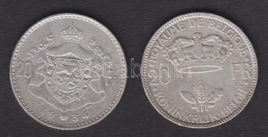Belgium 1934-1935. 20Fr (2x) Ag T:2