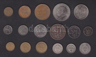 Norvégia 1943-73 1ö (2x),2ö (2x),5ö (2x),10ö,25ö,50ö,1K,5K + Románia 1952-66 1B,3B,5B (2x),10B,15B T:1,2,3