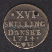 Dánia 1714. 16 Skilling "Frederik IV." T:3+ ly