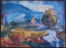 Nagybányai Nagy Zoltán (1904-1981): Folyónál, akvarell-papír, jelzett 50x37 cm