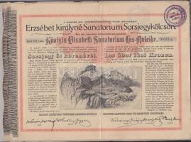 1904 "Erzsébet királyné Sanatorium Sorsjegykölcsön" sorsjegye 5K-ról (10x) T: 2, 2/3