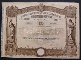 1906 "Pesti Hazai Első Takarékpénztár-Egyesület" nyereménykötvénye 100K-ról, szelvényekkel