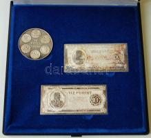 DN 1946-os 10Ft-ost formázó Ag emlékplakett T:PP 46,7g + DN 1946-os 100Ft-ost formázó Ag emlékplakett T:PP 45,7g + 1946-1996. Augusztus 1. "50 éves a forint" Ag emlékérem 31,5g T:PP eredeti díszdobozban