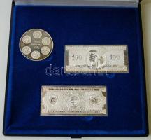 DN 1946-os 10Ft-ost formázó Ag emlékplakett T:PP 46,7g + DN 1946-os 100Ft-ost formázó Ag emlékplaket...