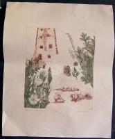 Kádár Katalin (1951): Nagyvázsonyi kaleidoszkóp, rézkarc-papír, sorszámozott jelzett 10/100, zsűrizett 40x50 cm