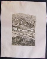 Kádár Katalin (1951): BUda, rézkarc-papír, jelzett, zsűrizett 40x50 cm