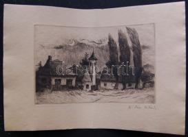 Iván Szilárd (1912-1988): Faluvég, rézkarc, jelzett, zsűrizett 30x44cm