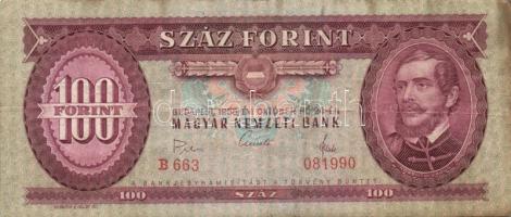 Vegyes 6db magyar bankjegy tétel, 1949-1968. 100Ft, 1920. 5f, 1941. 20P, 1945-1946. 10.000.000(M)P T...