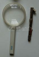 Egy Mikrobor márkájú fémvázas nagyító + hagyományos nagyító