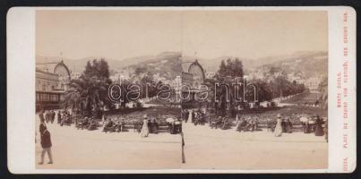 Monte Carlo a casino előtt sztereofotó / Monte CArlo Casino stereo-photo 17x9 cm