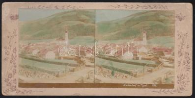 cca 1890 Niederdorf Tirolban színezett sztereofotó / Tirol, Niederdorf colored stereo-photo 17x9 cm