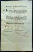 1795 Helytartótanácsi levél gróf Szentgály János királyi biztos saját kezű aláíárásával / Ex offo letter of the Gouverning Council with signatures