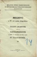 1911 Meghívó a Melocco Péter cementárúgyár és építési vállalat Rt. közgyűlésére; Ifj. Kellner Ernő nyomdája