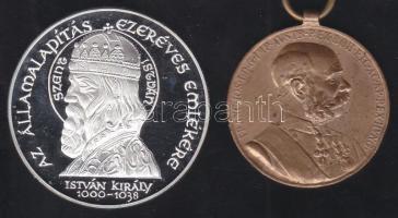 896-1996. "Az Államalapítás Ezeréves Emlékére" ezüstözött Br emlékérem T:PP + DN "Signum Memoriae" (szalag nélkül) T:2