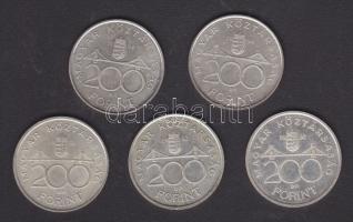 1993-94. 200Ft Ag "Deák" + "MNB" (5x) T:vegyes