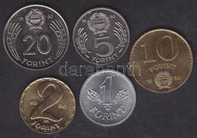 1990. 1Ft,2Ft,5Ft,10Ft,20Ft "Magyar Köztársaság" szett T:BU RRR!!!
