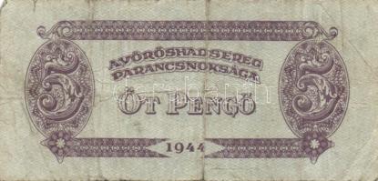 1944. V.H. 1P, 2P, 5P (2x) egyikük vágáshibás, 10P, 20P, 50P, 100P T:III,III-