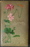 350 férőhelyes (előző) századfordulós szecessziós képeslapalbum megkímélt állapotban (bár pár lap hiányzik), benne 2 szárított pálmalevél + 1 régi egyiptomi lap